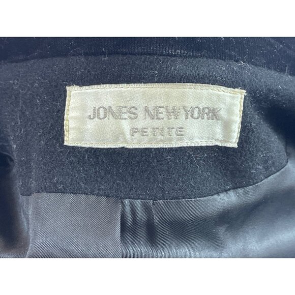 Jones New York Black Double-Breasted Coat With Velvet Collar & Gold Buttons - Picture 7 of 9